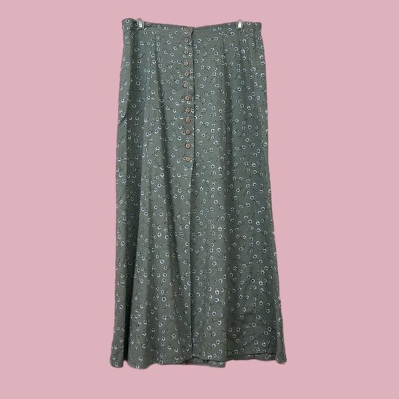 Floral Green Maxi Skirt - Picture 1 of 7